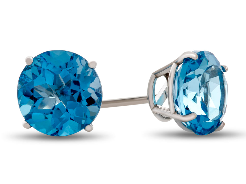 FJC Finejewelers 14k White Gold 7mm Round Swiss Blue Topaz Post-With-Friction-Back Stud Earrings