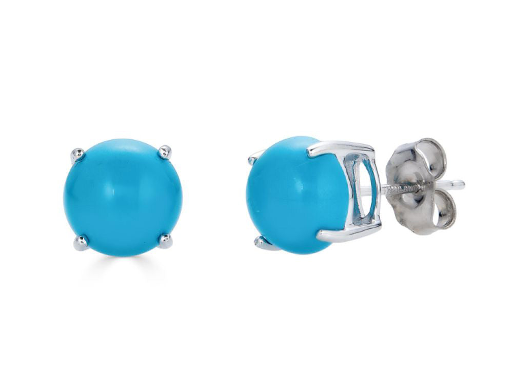 FJC Finejewelers 10k White Gold 7mm Round Compressed Turquoise Stud Earrings