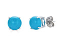 FJC Finejewelers 10k White Gold 7mm Round Compressed Turquoise Stud Earrings