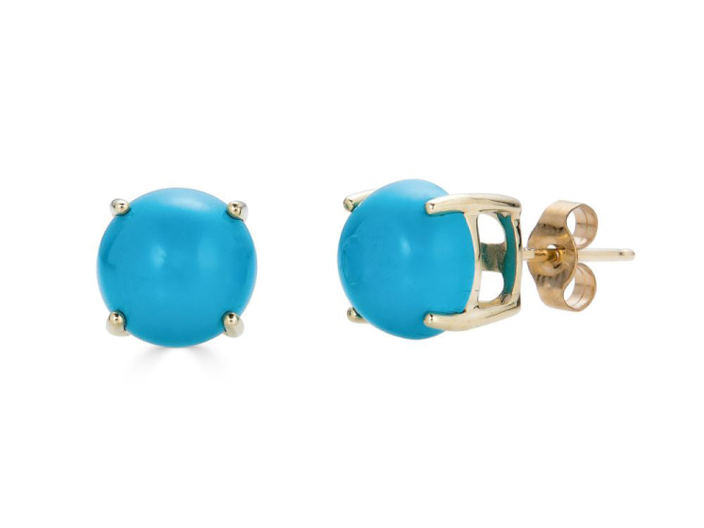 FJC Finejewelers 10k White Gold 7mm Round Compressed Turquoise Stud Earrings