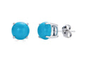 FJC Finejewelers 14k White Gold 7mm Round Compressed Turquoise Stud Earrings