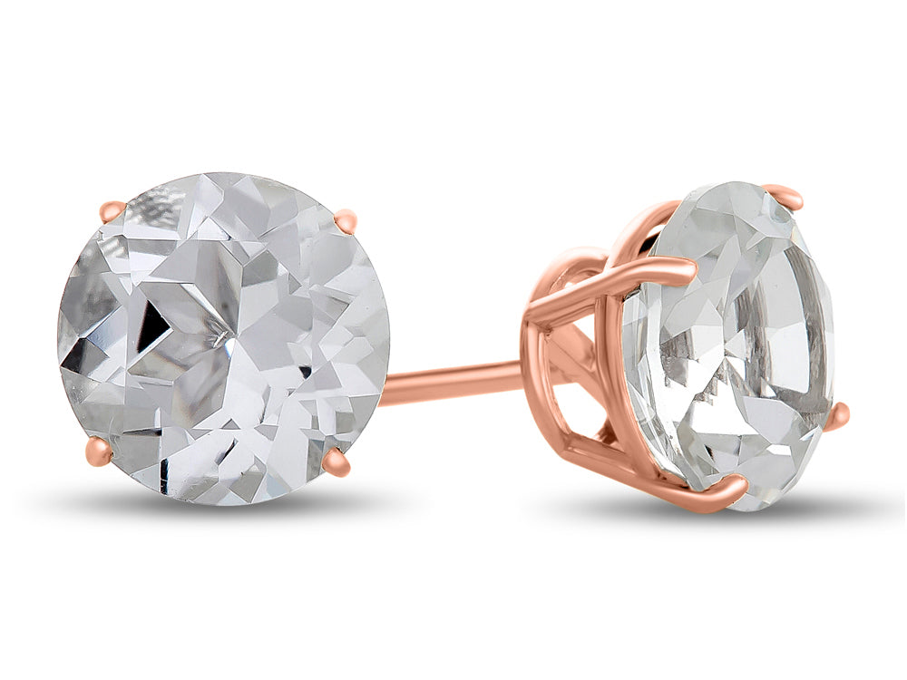 FJC Finejewelers 14k Rose Gold 7mm Round White Topaz Post-With-Friction-Back Stud Earrings