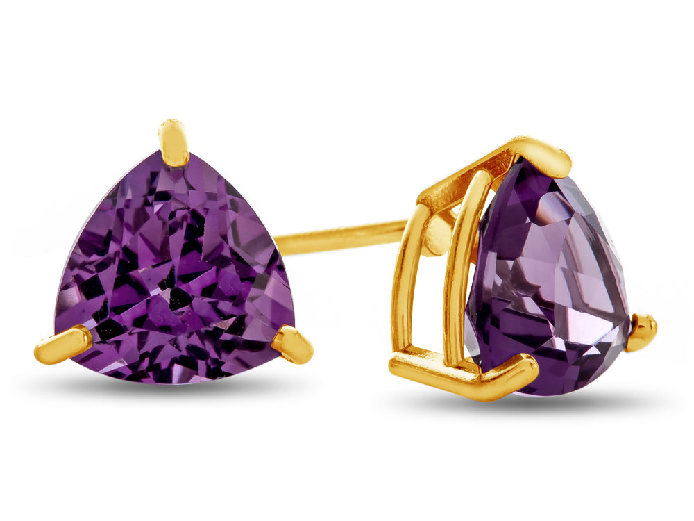 FJC Finejewelers 7x7mm Trillion Amethyst Post-With-Friction-Back Stud Earrings