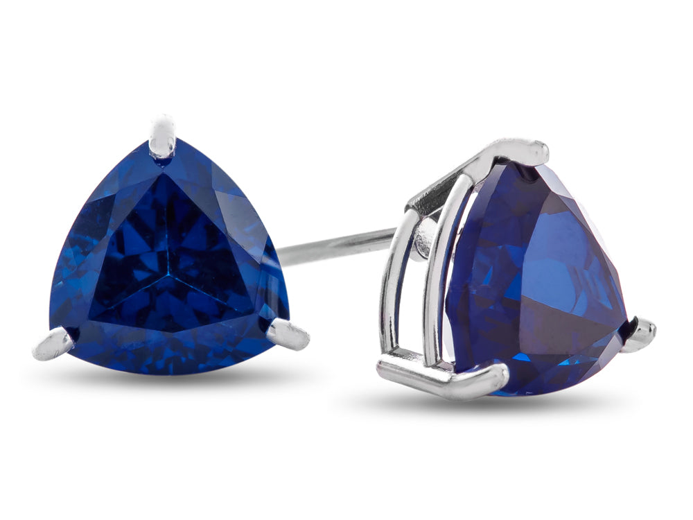 FJC Finejewelers 7x7mm Trillion Created Blue Sapphire Post-With-Friction-Back Stud Earrings