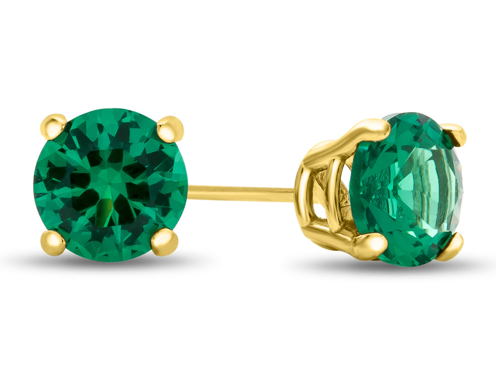 FJC Finejewelers 4.5mm Round Simulated Emerald Post-With-Friction-Back Stud Earrings