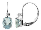 FJC Finejewelers 6x4mm Aquamarine and White Topaz Leverback Earrings