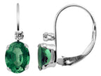 FJC Finejewelers 6x4mm Created Emerald and White Topaz Leverback Earrings