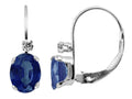 FJC Finejewelers 6x4mm Oval Created Sapphire and White Topaz Leverback Earrings