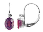 FJC Finejewelers 6x4mm Garnet and White Topaz Leverback Earrings