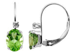 FJC Finejewelers 6x4mm Peridot and White Topaz Leverback Drop Earrings