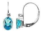 FJC Finejewelers 6x4mm Swiss Blue Topaz and White Topaz Leverback Earrings