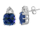 FJC Finejewelers 8x8mm Created Blue Sapphire with White Sapphire Post-With-Friction-Back Earrings