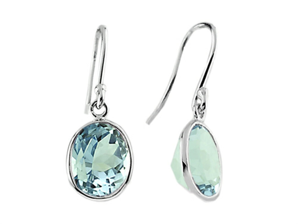 FJC Finejewelers 9x7mm Blue Topaz Fish Hook Earrings