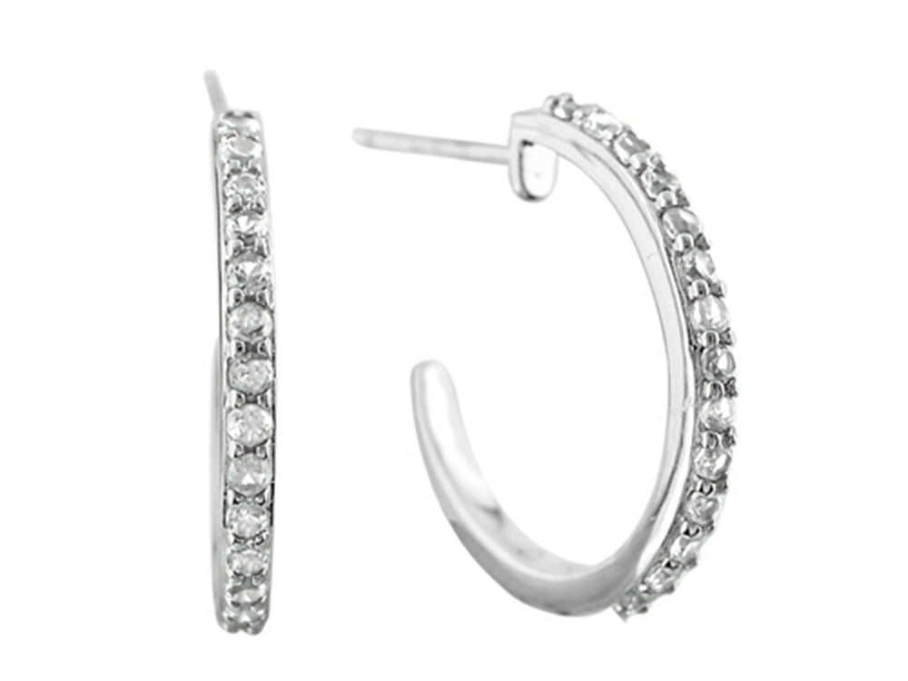 FJC Finejewelers 1.5mm Created White Sapphire Post-With-Friction-Back Hoop Earrings