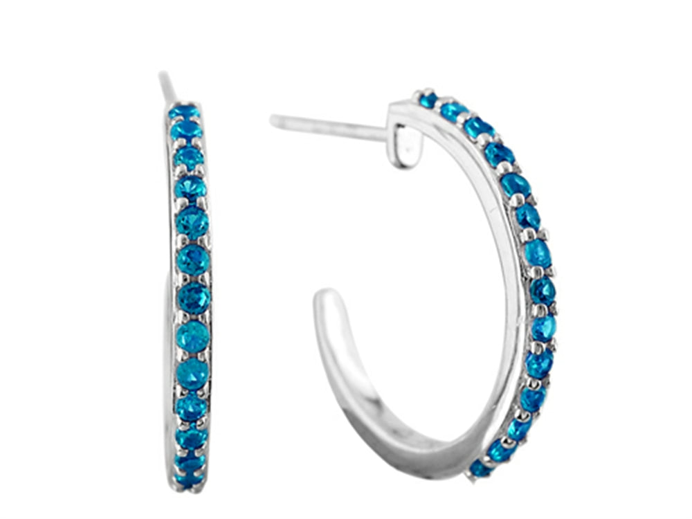 FJC Finejewelers 1.5mm Royal Blue Created Spinel Post-With-Fiction-Back Hoop Earrings
