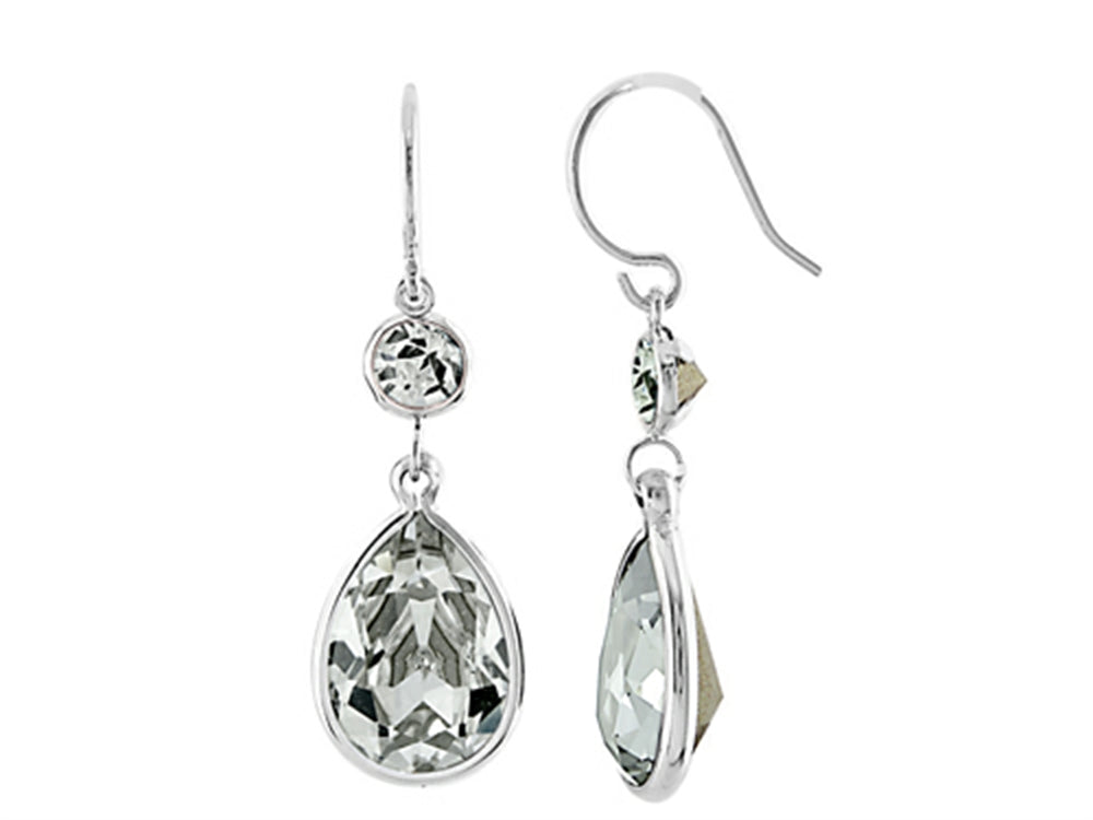 FJC Finejewelers 14x10mm Pear Shape with 6mm Round Clear Genuine Crystals Drop Ear Wire Earrings