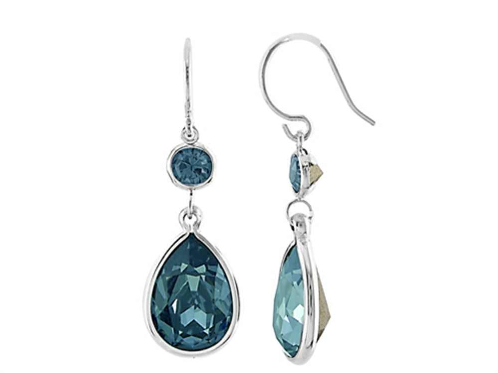 FJC Finejewelers 14x10mm Pear Shape 6mm Round London Blue Crystals Drop Ear Wire Earrings