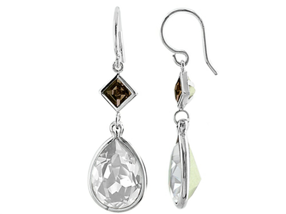 FJC Finejewelers 14x10mm Pear Shape Clear 5mm Square Smoky Color Crystals Drop Ear Wire Earrings