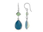 Color Craft™ 14x10mm Pear Shape Caribbean with 5mm Square Opal Color Genuine Crystals Drop Ear Wire Earrings