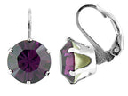 Color Craft™ 10.5mm Round Genuine Crystal Amethyst Color Lever Back Earrings