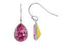 Color Craft™ 14x10mm Pear Shape Rose Genuine Crystal Ear Wire Earrings