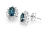 FJC Finejewelers 925 Sterling Silver Oval London Blue Topaz and White Topaz Earrings