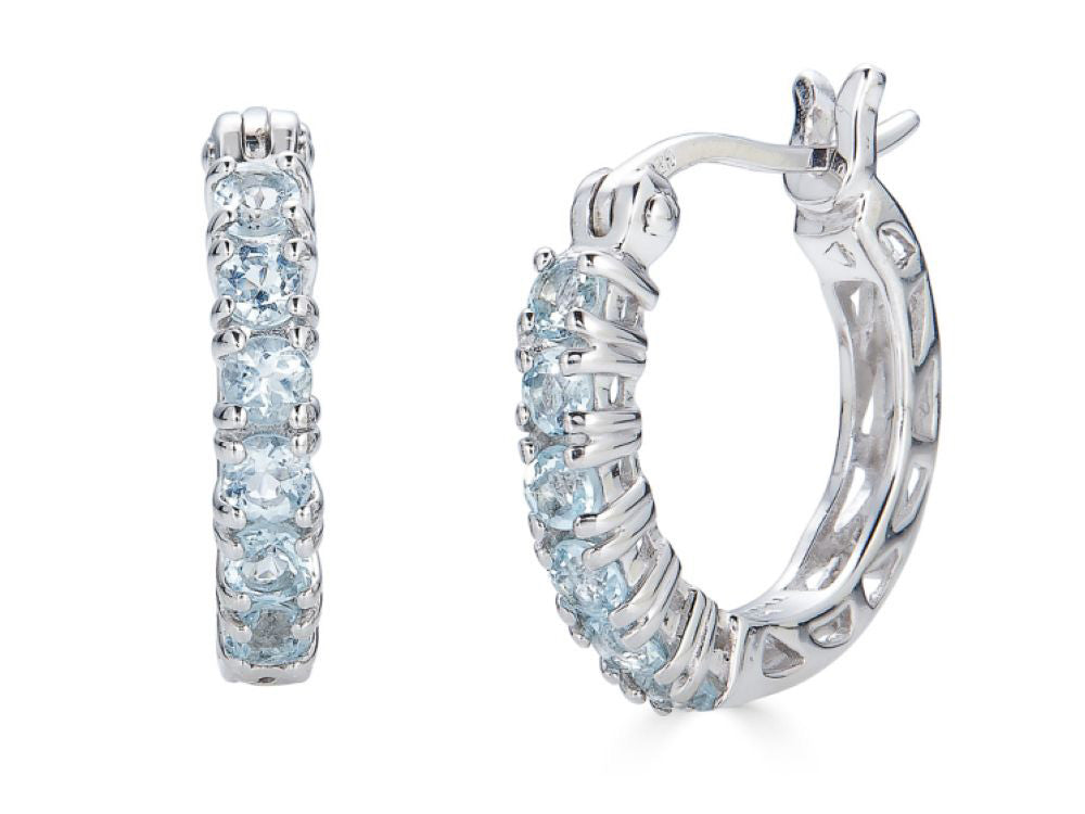 FJC Finejewelers Sterling Silver Aquamarine Small Hoop Earrings