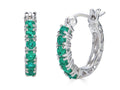 FJC Finejewelers Sterling Silver Created Emerald Small Hoop Earrings