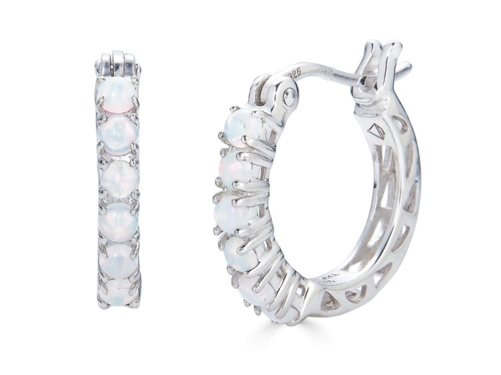FJC Finejewelers Sterling Silver Created Opal Small Hoop Earrings