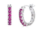 FJC Finejewelers Sterling Silver Created Ruby Small Hoop Earrings
