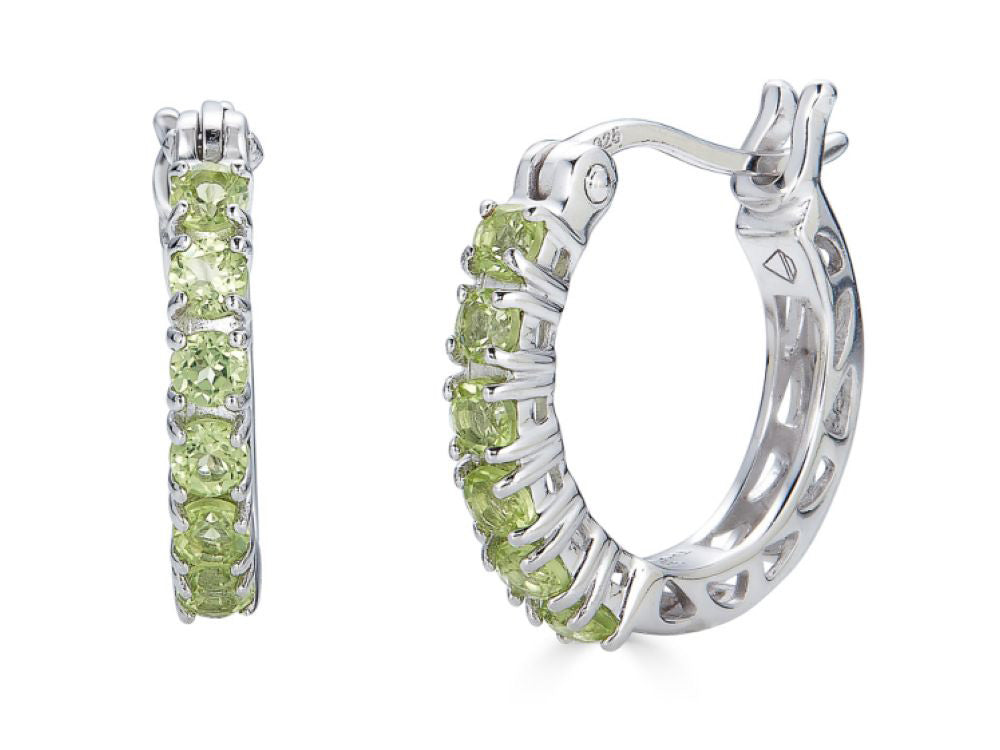 FJC Finejewelers Sterling Silver Peridot Small Hoop Earrings