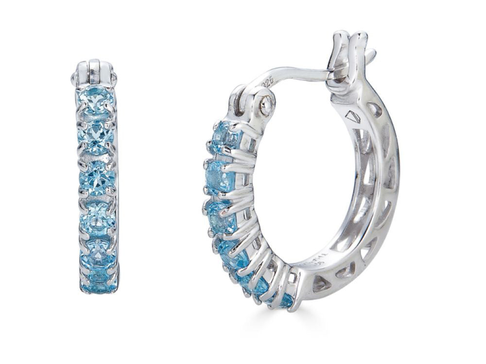 FJC Finejewelers Sterling Silver Blue Topaz Small Hoop Earrings