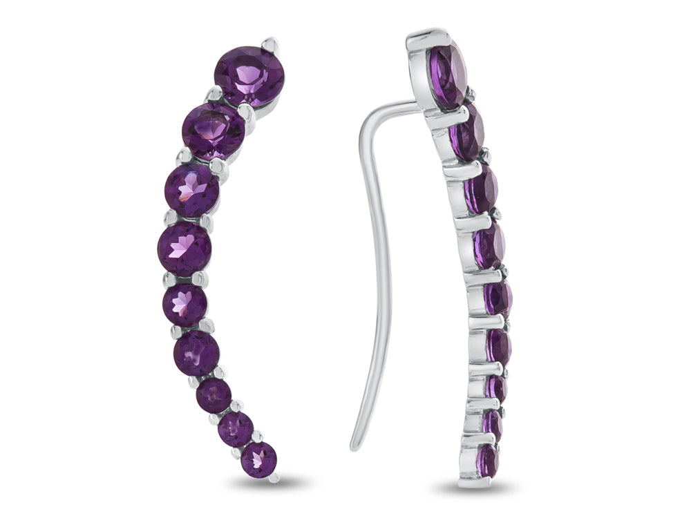 FJC Finejewelers Sterling Silver Amethyst Earrings Climbers with Wirehook