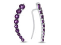 FJC Finejewelers Sterling Silver Amethyst Earrings Climbers with Wirehook