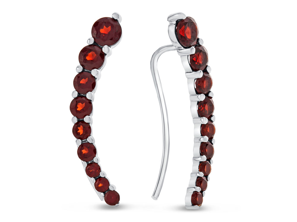 FJC Finejewelers Sterling Silver Garnet Earrings Climbers with Wirehook