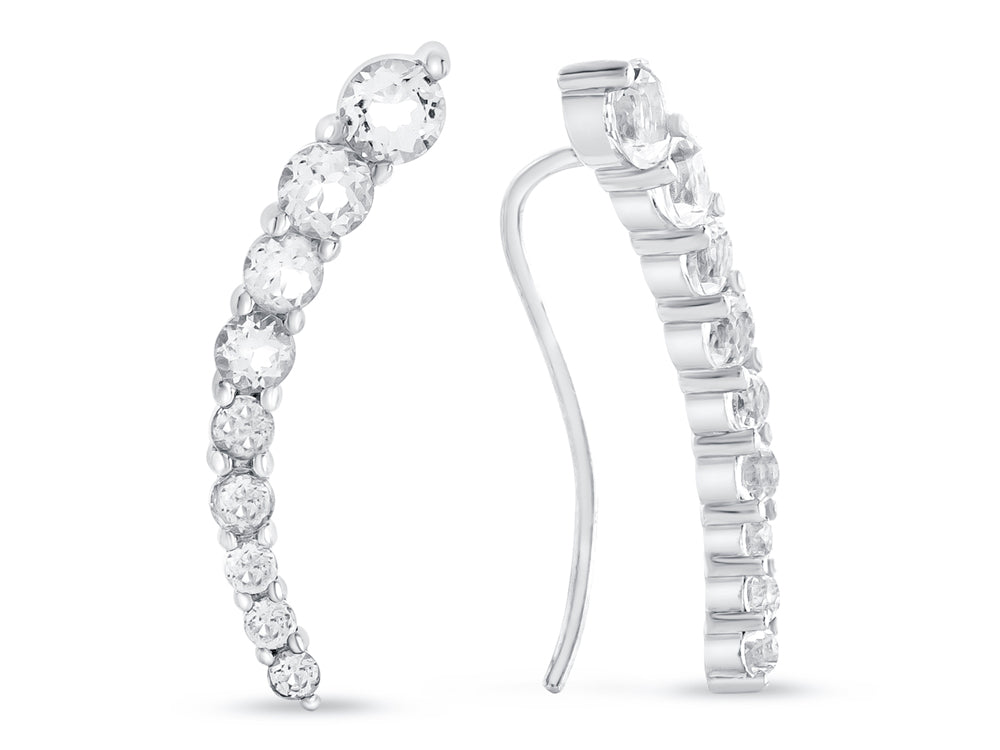FJC Finejewelers Sterling Silver White Topaz Earrings Climbers with Wirehook