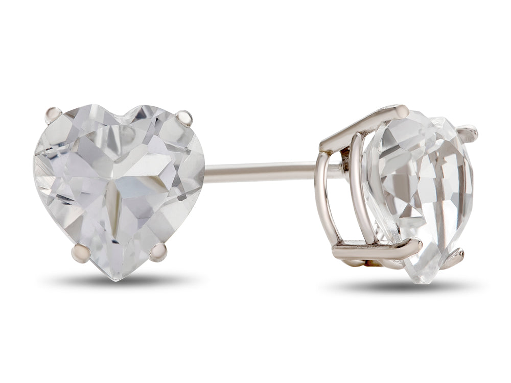 FJC Finejewelers 7x7mm Heart Shaped White Topaz Post-With-Friction-Back Stud Earrings