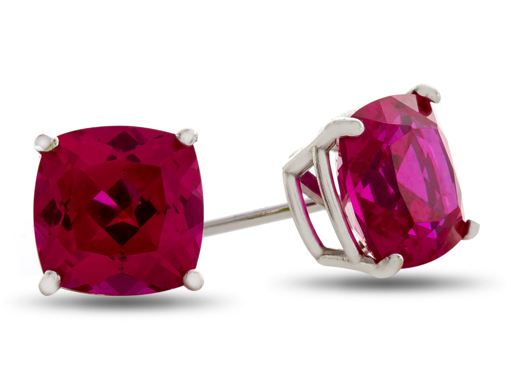 FJC Finejewelers 7x7mm Cushion-Cut Created Ruby Post-With-Friction-Back Stud Earrings