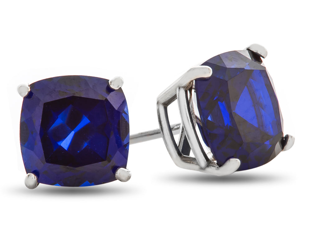 FJC Finejewelers 7x7mm Cushion-Cut Created Blue Sapphire Post-With-Friction-Back Stud Earrings