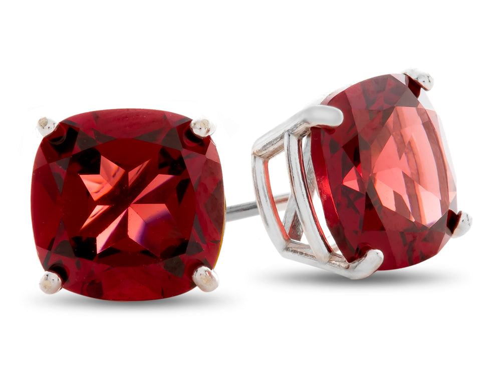 FJC Finejewelers 7x7mm Cushion-Cut Garnet Post-With-Friction-Back Stud Earrings