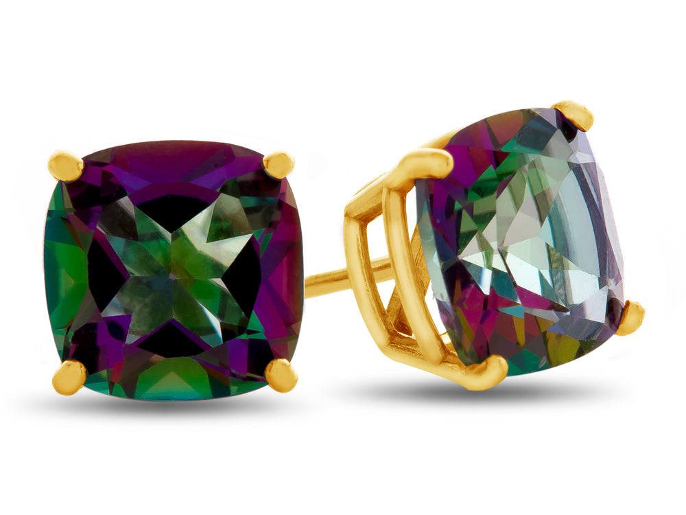 FJC Finejewelers 7x7mm Cushion-Cut Mystic Topaz Post-With-Friction-Back Stud Earrings