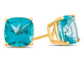 FJC Finejewelers 7x7mm Cushion-Cut Coated Paraiba Topaz Post-With-Friction-Back Stud Earrings