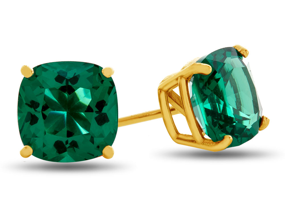 FJC Finejewelers 7x7mm Cushion-Cut Simulated Emerald Post-With-Friction-Back Stud Earrings
