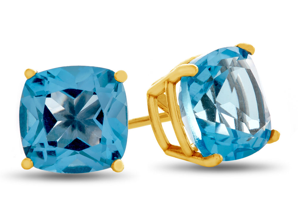 FJC Finejewelers 7x7mm Cushion-Cut Swiss Blue Topaz Post-With-Friction-Back Stud Earrings