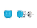 FJC Finejewelers 10k White Gold 7x7mm Cushion-Cut Compressed Turquoise Stud Earrings