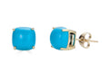 FJC Finejewelers 10k Yellow Gold 7x7mm Cushion-Cut Compressed Turquoise Stud Earrings
