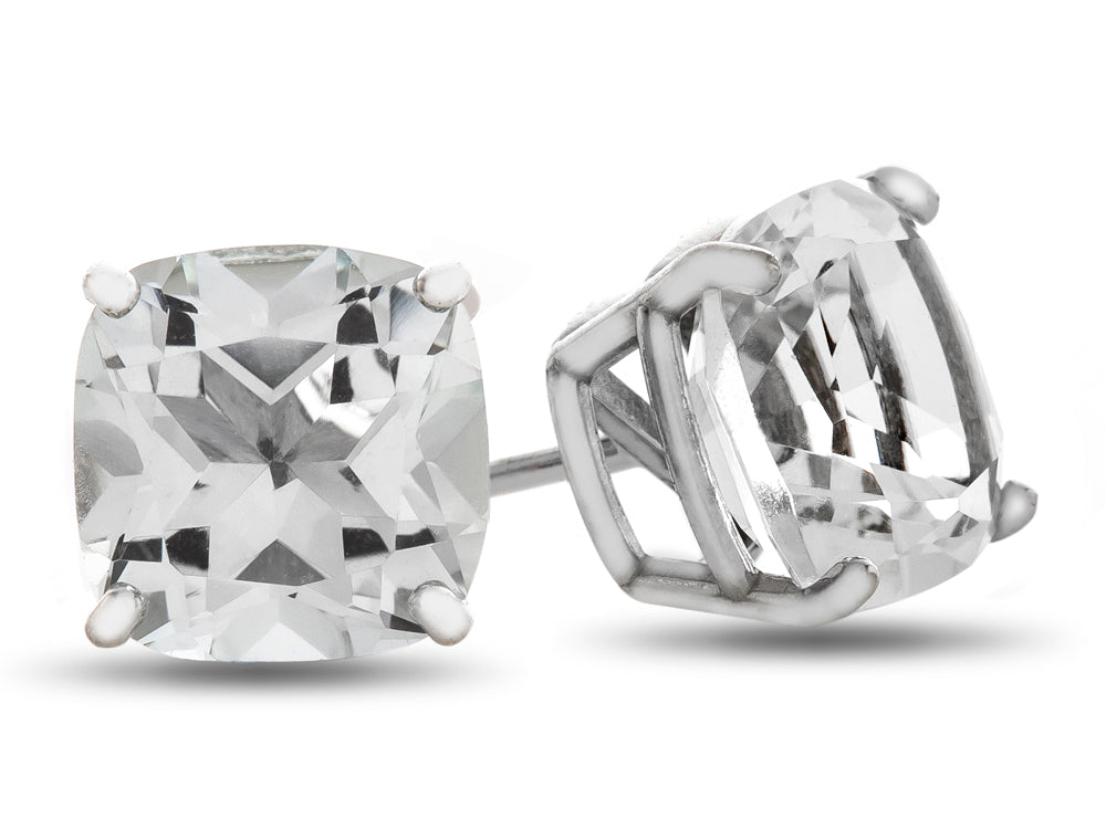FJC Finejewelers 7x7mm Cushion-Cut White Topaz Post-With-Friction-Back Stud Earrings