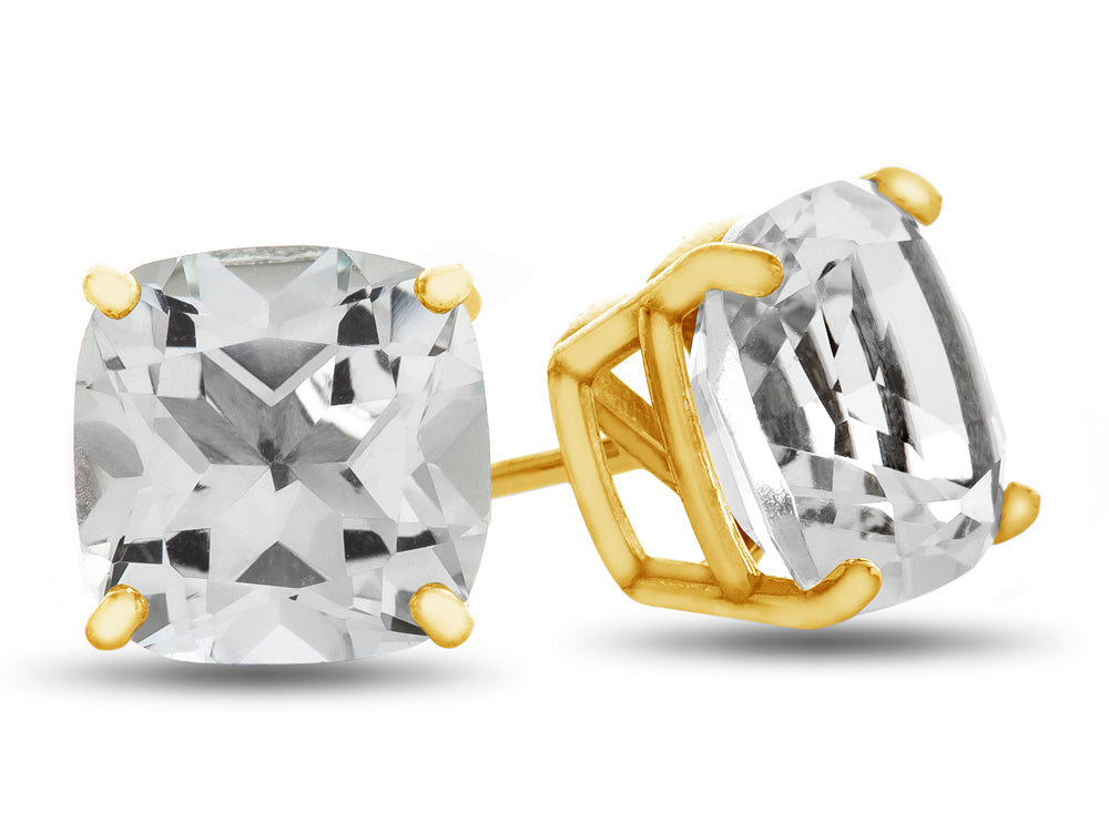FJC Finejewelers 7x7mm Cushion-Cut White Topaz Post-With-Friction-Back Stud Earrings