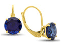 FJC Finejewelers 7x7mm Round Created Blue Sapphire Lever-back Drop Earrings