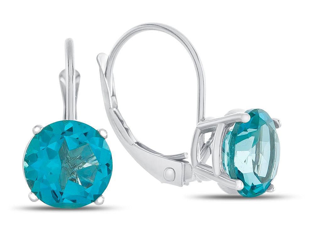 FJC Finejewelers 7x7mm Round Coated Paraiba Topaz Lever-back Drop Earrings